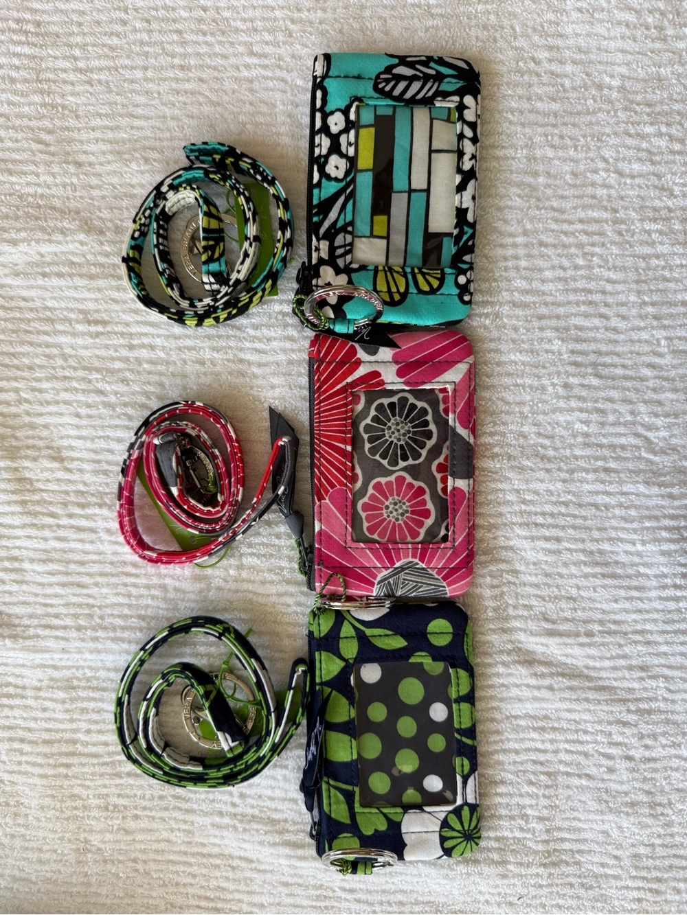 Vera Bradley zip ID with Lanyard (3 sets)